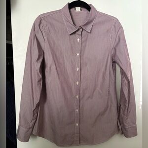 J. Crew Women's Burgundy Striped Button Down Shirt